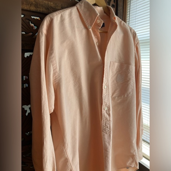 Ralph Lauren 100% cotton, soft light pink, peach, partial button down - Picture 2 of 7